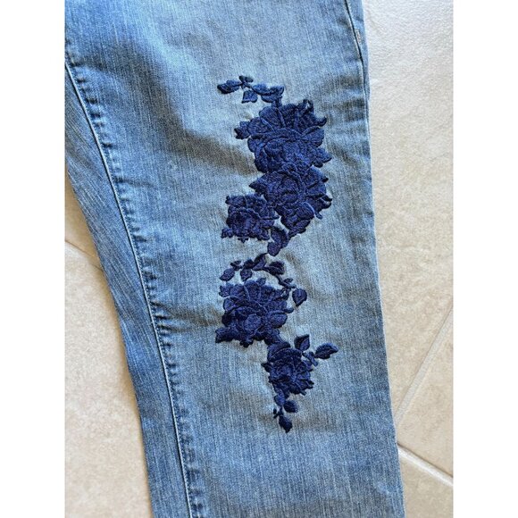 True Religion Jeans Womens Sz‎ 32 Cameron Slim Boyfriend Blue Embroidered Y2K - Picture 6 of 10